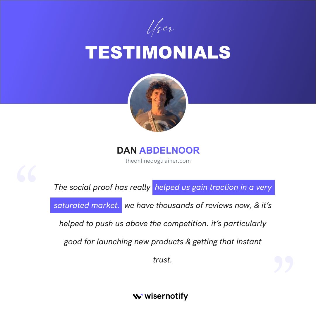 WiserNotify's tweet image. Social Proof like reviews can help you build trust instantly among new customers. See how Dan used social proof to lift conversions in a very saturated market.

#socialproof #CROtools #ecommerce