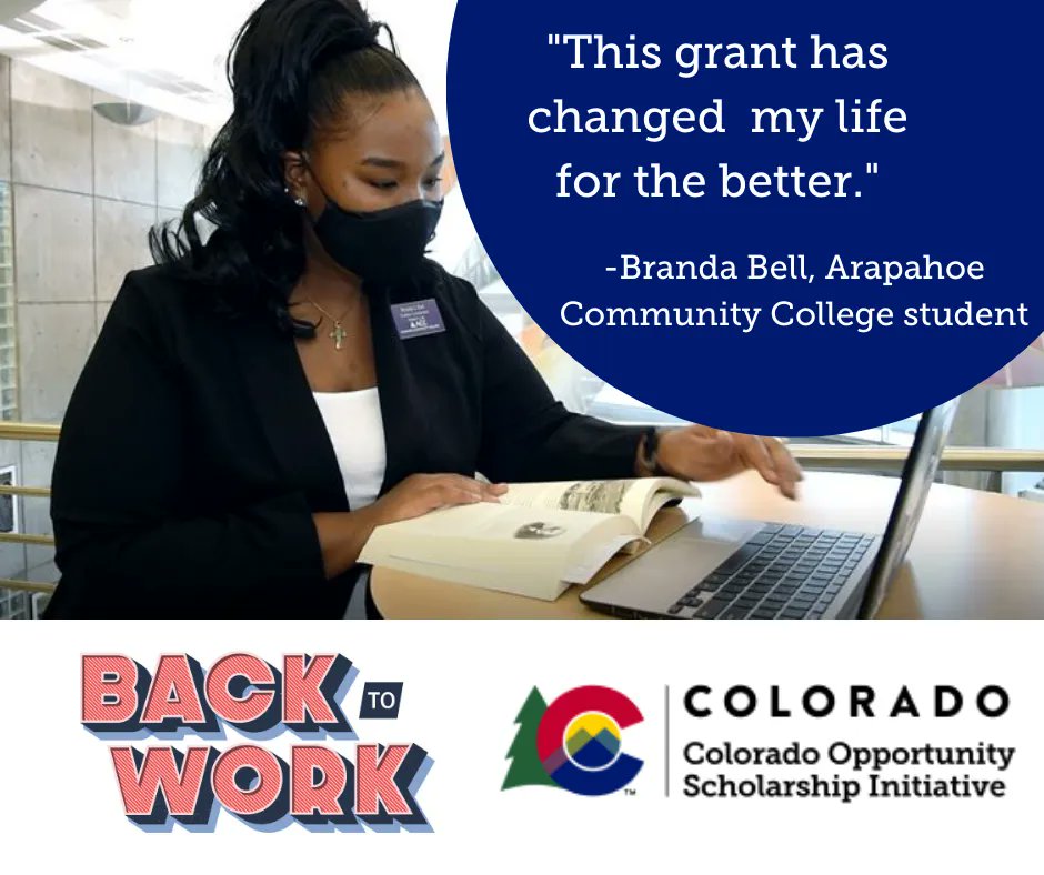 ECCLAColorado's tweet image. Back to Work is more than just financial aid! It includes one on one support from a Scholarship and Career Navigator. Click here to learn more about how Back to Work can change your life: ecclacolorado.org/backtowork/ #BacktoWorkWednesday