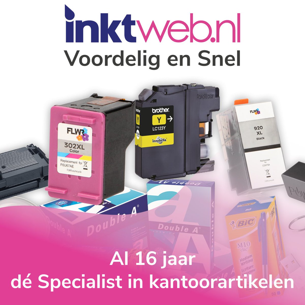 Voordelig printen begint bij Inktweb.nl! Selecteer jouw printer en je vindt alle geschikte cartridges en toners in één handig overzicht.