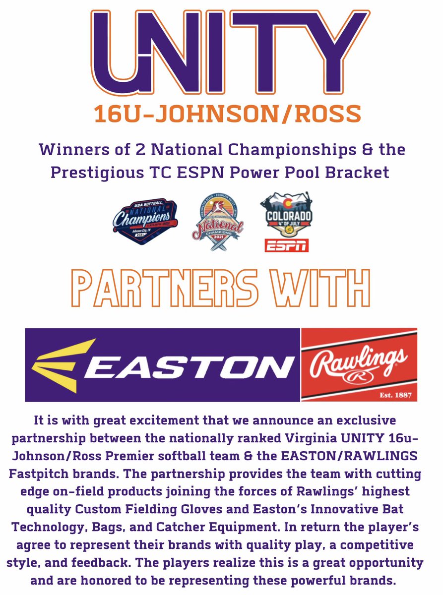 Huge Thank You to @RawlingsSB @EastonFastpitch for your confidence and trust in our Student-Athletes. Chris Czerwien and team have continued to build a fantastic team around these brands and we are Grateful to be a part of the family. @ExtraInningSB @FloSoftball @LegacyLegendsS1