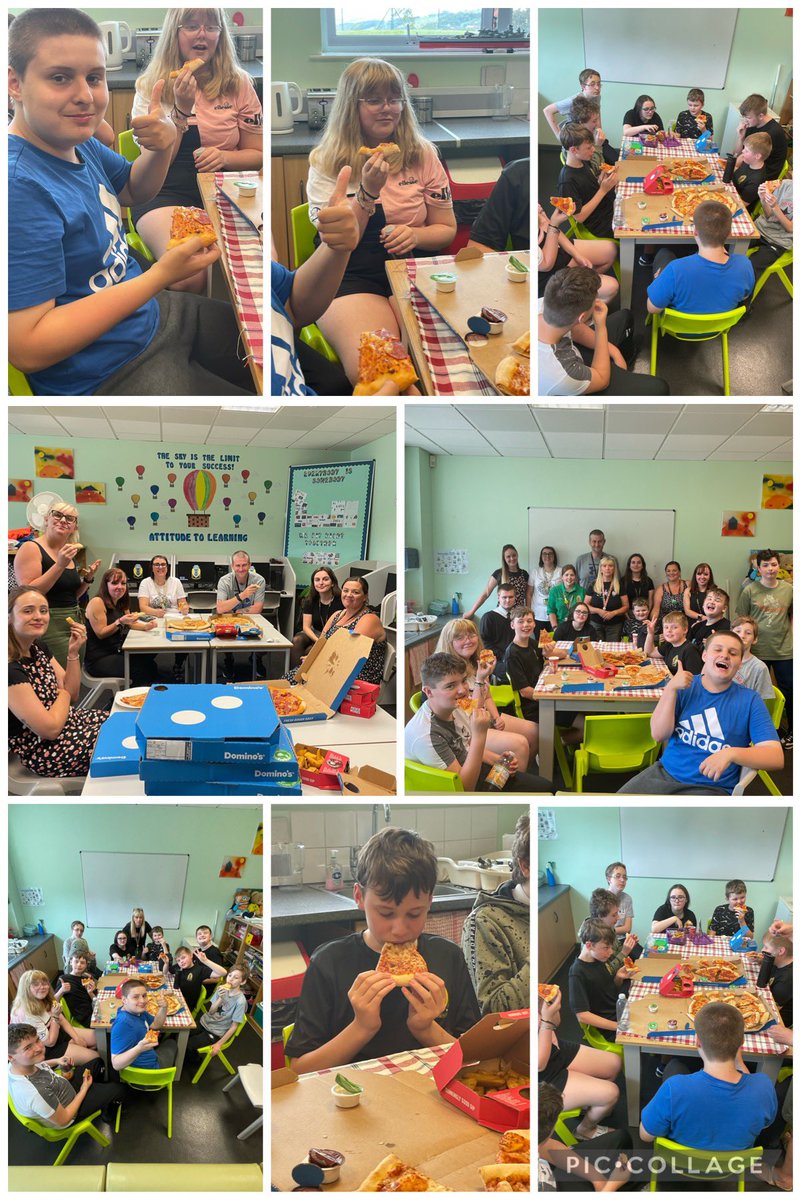 REWARD 🍕🎉.                                   End of term pizza party 🥳 The pupils have worked so hard this year,we thought they deserved a treat along with the staff.😉.                               Schools out for summer 🌞☀️🤗#motivatedtostrive <a href="/MaestegSchool/">Maesteg School</a> <a href="/ALNCOMAESTEG/">Miss Hughes - ALNCo</a>