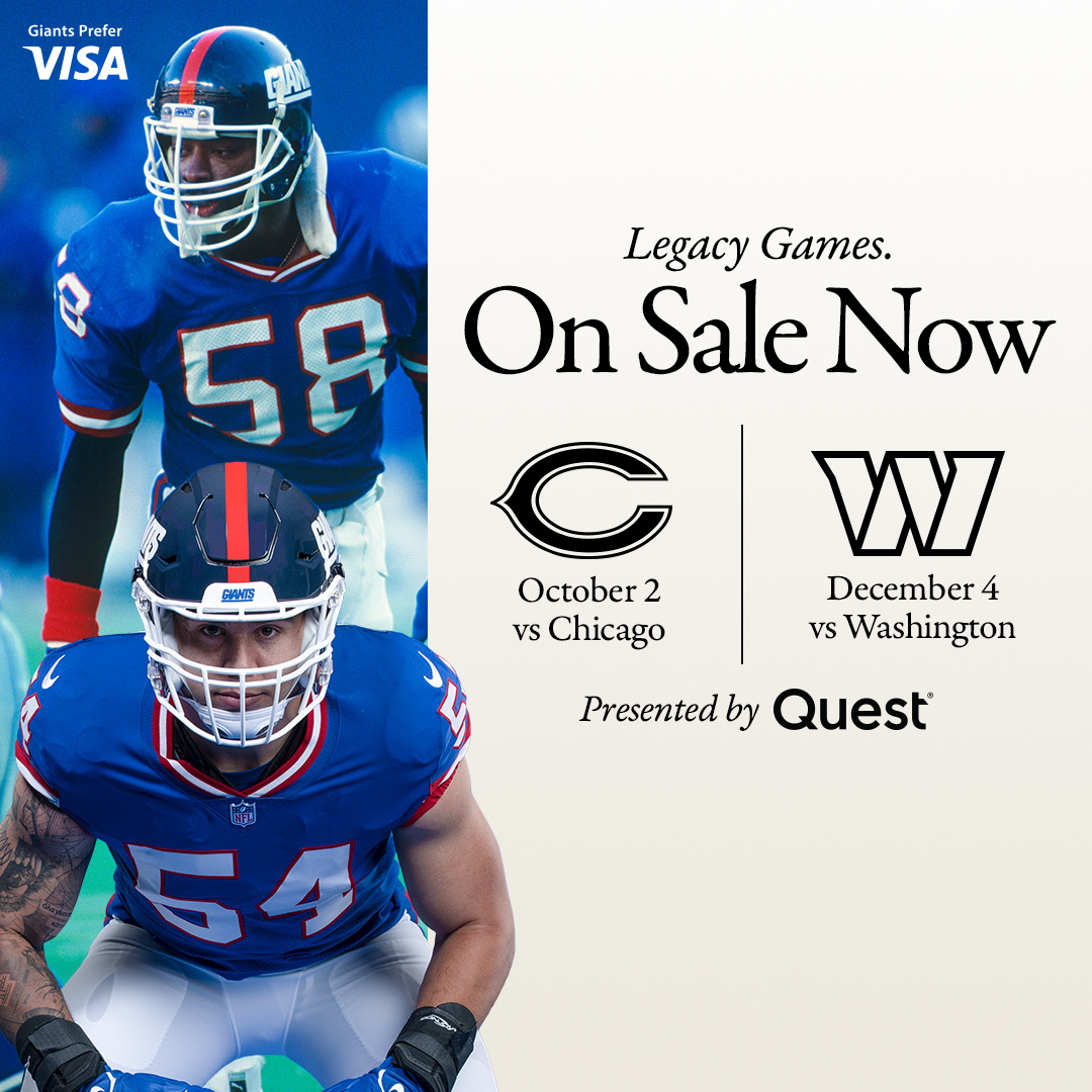 New York Giants on X: 'Who's coming to the Legacy Games, presented by  @QuestDX?! Secure your tickets 
