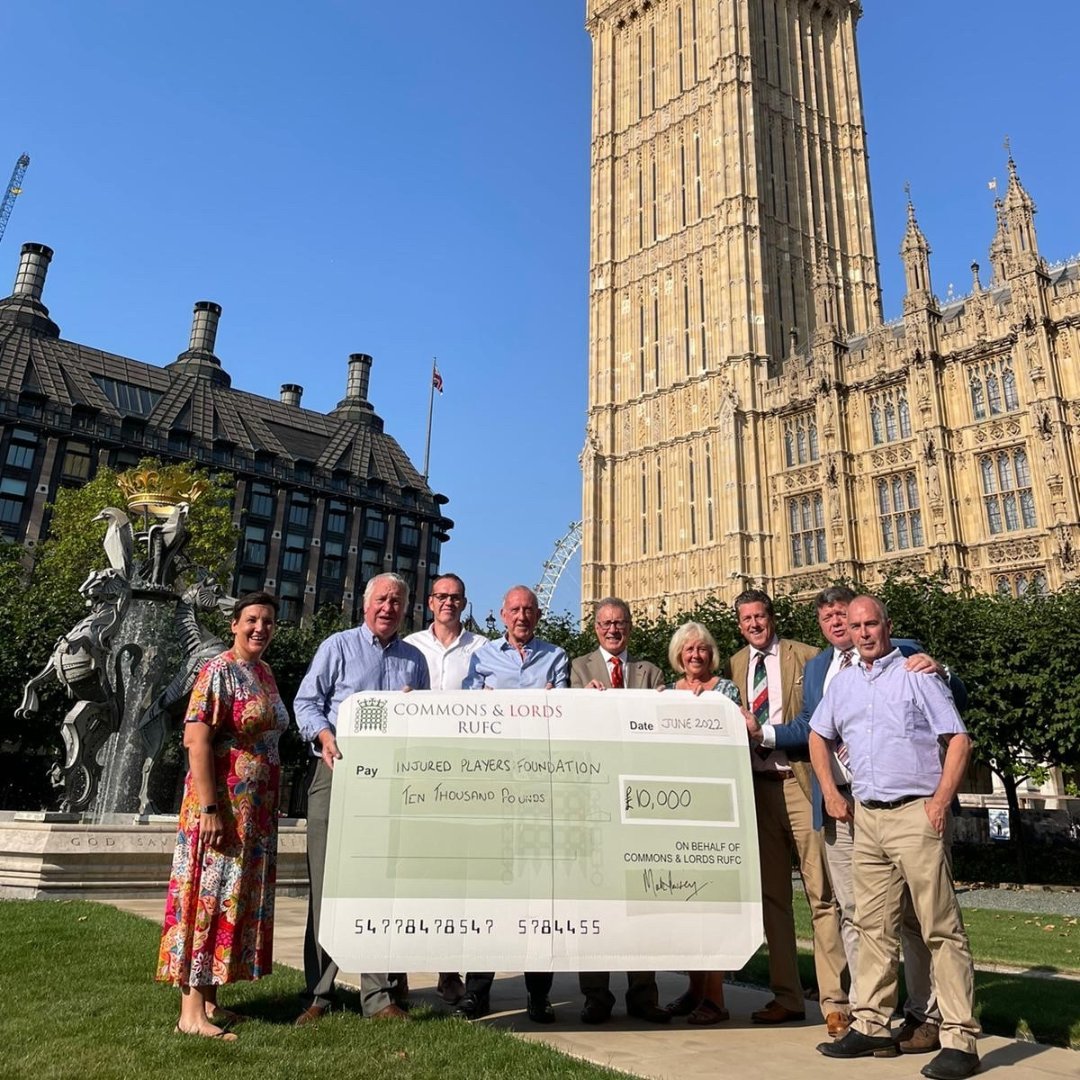 A huge THANK YOU to @C_L_Rugby and @CamelotRufc who raised £10,000 for the IPF in a charity rugby match! Yesterday C&L chairman @MarkPawsey and Camelot RUFC presented the IPF with a cheque at Westminster. #rugbyfamily #rugbyunited