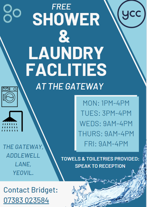 More great support from the Gateway Yeovil team 🙌 

Members of our community who do not have access to basic amenities are welcome to use the newly opened showers and laundry facilities at The Gateway Yeovil.
@yeovilcommunitychurch