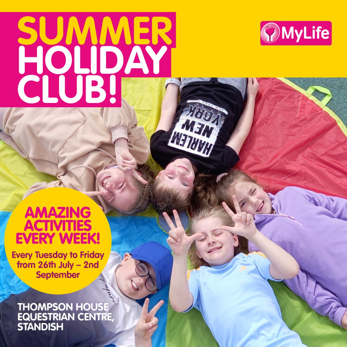 My Life (@mylifecharity) on Twitter photo Our Summer Holiday Club is for children aged 7-15 of all abilities including those with SEND! Different amazing activities every week! Just £20 per day. 1:1 support or 2:1 support and an earlier drop off available at extra cost. Book on 01257 472 900 or email info@my-life.org.uk. Our Summer Holiday Club is for children aged 7-15 of all abilities including those with SEND! Different amazing activities every week! Just £20 per day. 1:1 support or 2:1 support and an earlier drop off available at extra cost. Book on 01257 472 900 or email info@my-life.org.uk.