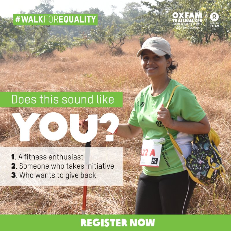 If this is you, we will see you walking the challenge soon. 🙌🏻

Be a force of change and sign up to walk for 100km, 50km or 25km over 10 days, starting 05 to 14 August 2022.

#WalkForEquality this Independence Day celebrate by giving back. Join now: virtualtrailwalker.oxfamindia.org