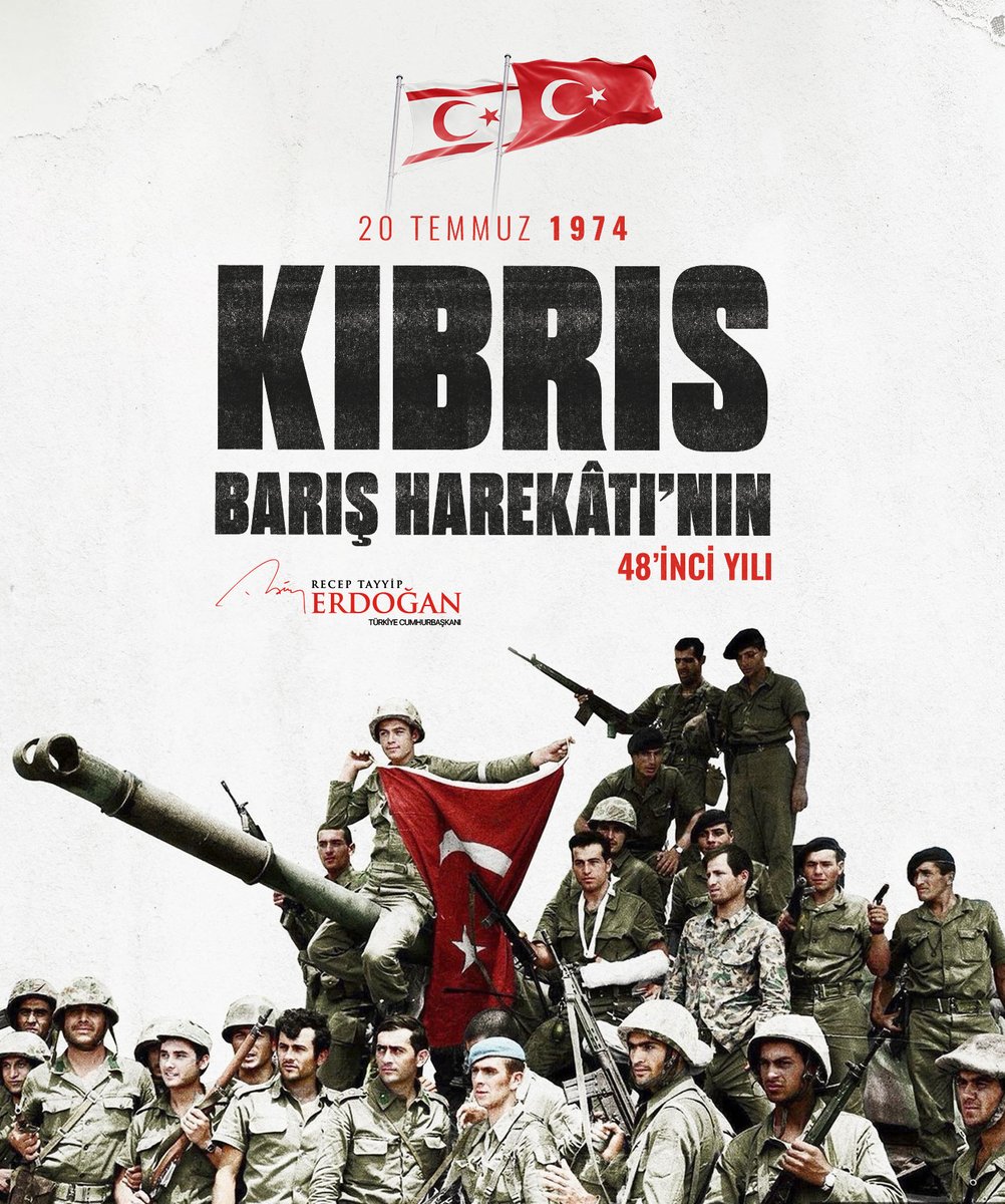 Ada’nın egemen, eşit ve ortak sahibi Kıbrıs Türk halkının hakkına, hukukuna, varlığına ve egemenliğine kasteden teşebbüsü ebediyen tarihe gömen Kıbrıs Barış Harekâtımızın 48. yıl dönümünü tebrik ediyorum.

Aziz şehitlerimizi rahmetle, kahraman gazilerimizi şükranla yâd ediyorum.