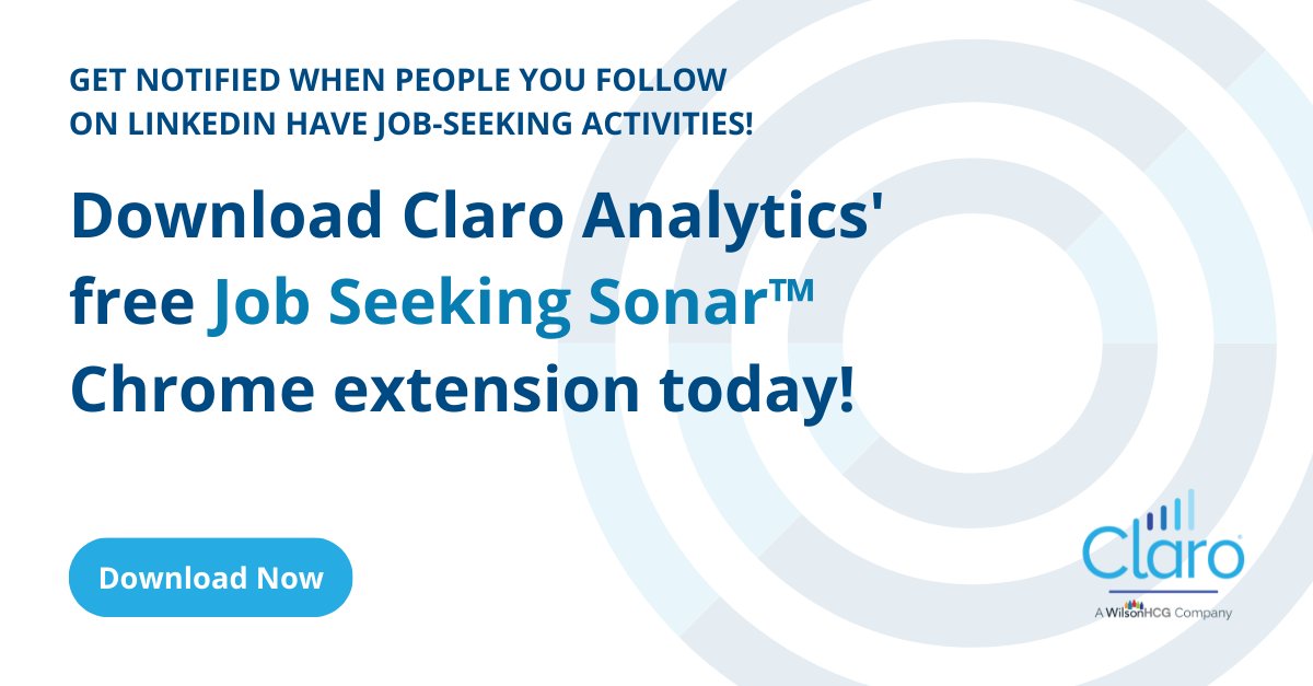 #TalentAcquisition professionals – are you looking for a competitive advantage to connect with passive job seekers? Download Claro Analytics' free Job Seeking Sonar™ Chrome extension today! whcg.co/3ciCnBB

#StrategicSourcing #Sourcing
