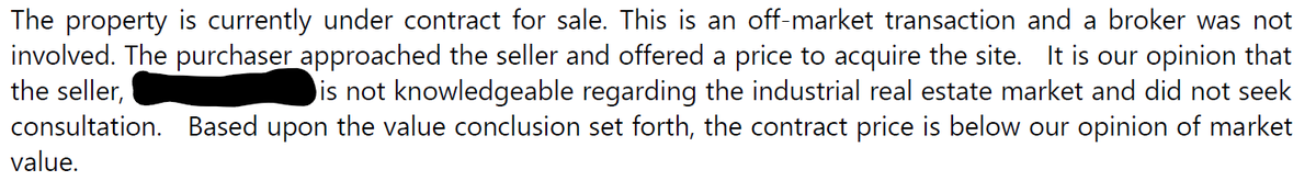 Not my deal. A friend who is not in the real estate business put a property under contract for $750,000. It appraised on the purchase for $1.7mm. For him its a life changer. See the appraisal commentary below: