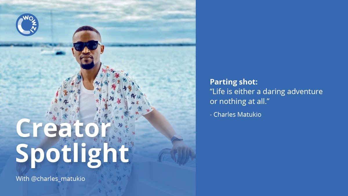 𝐂𝐫𝐞𝐚𝐭𝐨𝐫 𝐒𝐩𝐨𝐭𝐥𝐢𝐠𝐡𝐭 𝐖𝐞𝐝𝐧𝐞𝐬𝐝𝐚𝐲!
We're celebrating @charles_matukio, Tanzanian actor, content creator and influencer.