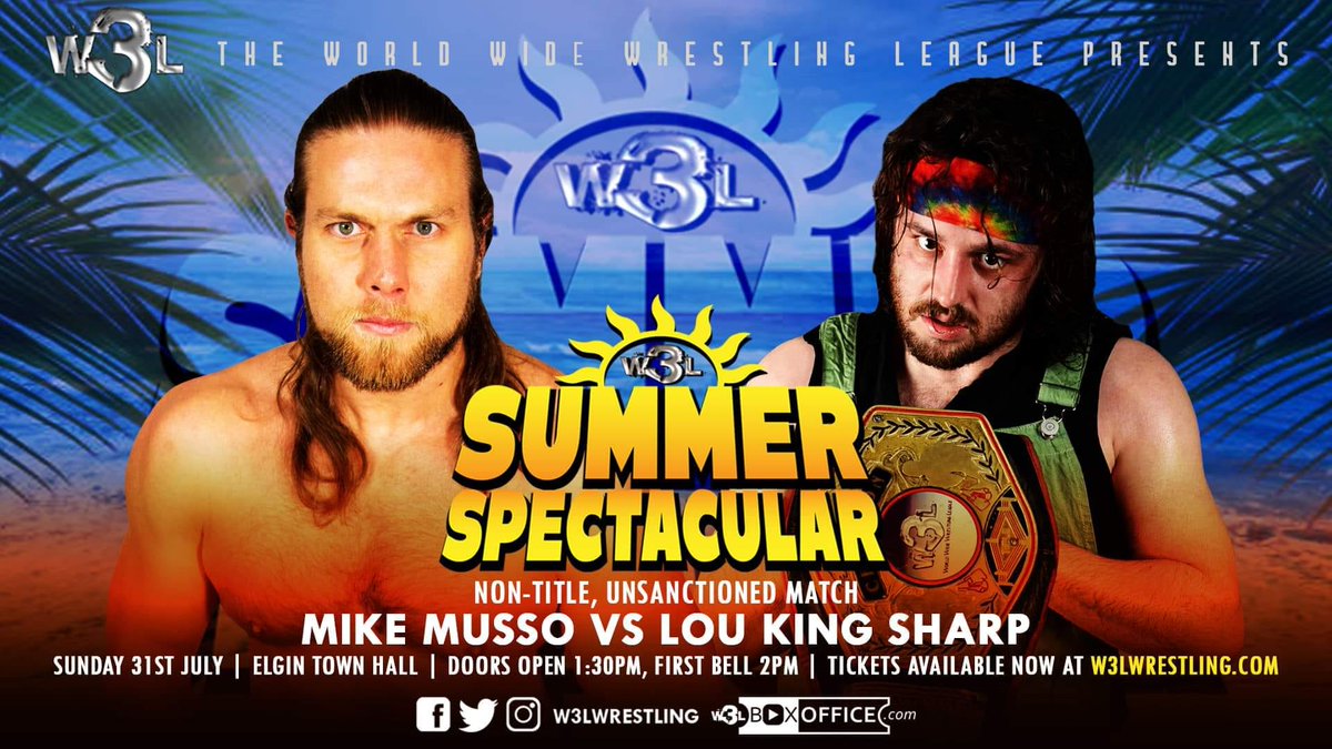 The Match ups are coming thick and fast for next weekends W3L Summer Spectacular at Elgin Town Hall.

Tickets from W3LWrestling.com