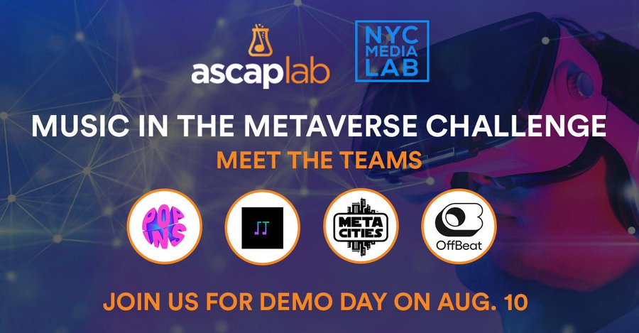Sol_Tunes's tweet photo. SolTunes participate in ASCAP Lab NYCML Music in the Metaverse challenge on AUGUST 10.
We'd love your support RSVP: https://t.co/amNlBYZpeP
#SolTunes #nycmedialab #ASCAP #Metaverse #DemoDay #NFTcommunity #MUSIC #Web3 https://t.co/IBIYkLpnyB