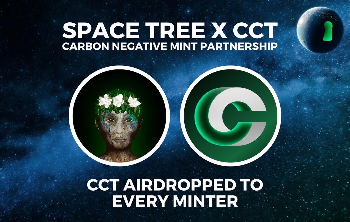 CCTokenHQ's tweet photo. Announcing the 1st ever CCT Carbon Negative NFT Mint Partnership

We’re partnering with @spacetrip_nft to upgrade their upcoming collection of 500 Space Tree NFTs.

Every NFT you mint means:
- CCT airdropped to YOUR wallet🌎
- 1 Tree planted🌴

Mint Date: 27th July
Price: 40 ALGO https://t.co/SD4blXB10Y