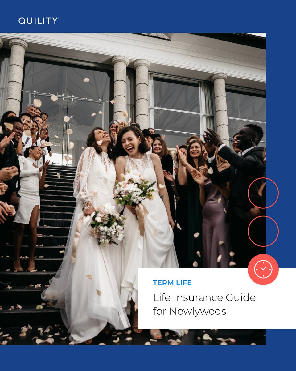 QuilityI's tweet photo. If you're one of the many newlyweds celebrating your love this summer, be sure to take a few moments for financial planning! Find out why we think term life insurance is usually the best choice for young (and very in love) newlyweds. 🥰💍

📲:https://t.co/75eml4kKHY https://t.co/qIEXlRdddK