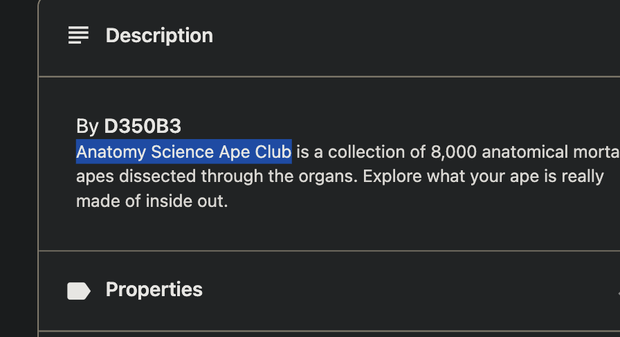AbstractNPC's tweet photo. Do not mint this project called 'Dead Ape Club'.

The art is stolen from @AnatomySAC.

So much so that the scammers even forgot to change the description lmao 😂😵 https://t.co/CyMrwjxwZ3