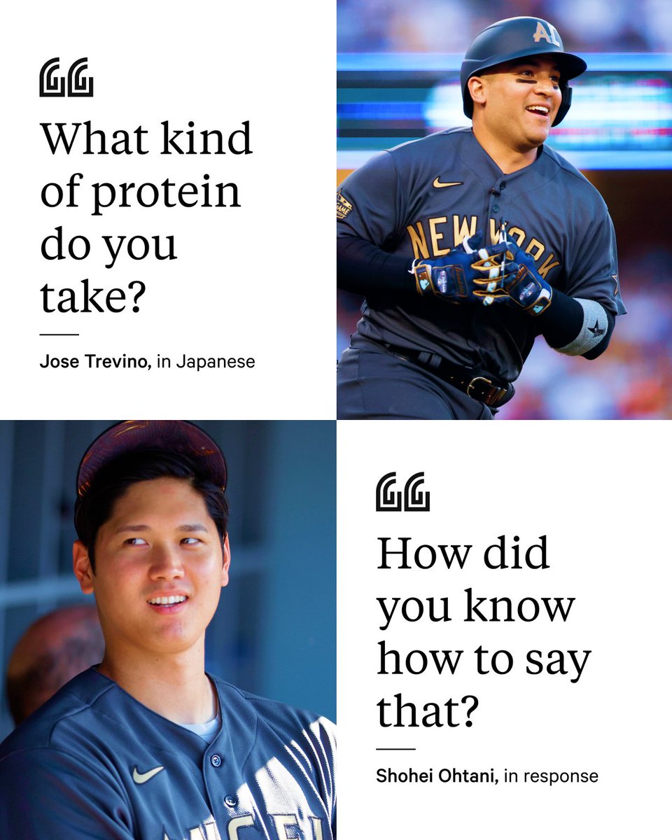 During the MLB #AllStarGame, Jose Trevino recalled asking Shohei Ohtani one particular question in Japanese 😭💪