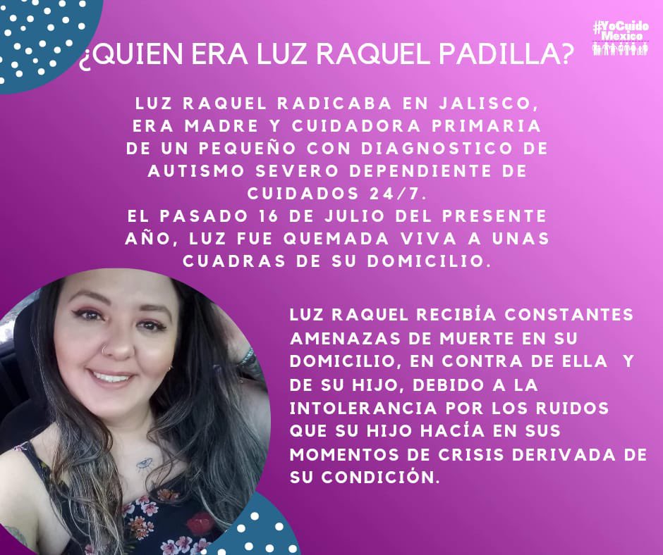GildoGarzaMx's tweet photo. #México La joven madre Luz Raquel Padilla falleció este martes luego de haber sido quemada en #Zapopan, #Jalisco 
Gutiérrez, una mujer de 35 años que era madre de un menor con autismo, fue quemada a unas cuadras de su domicilio, ella denunció a su agresor por redes sociales. https://t.co/EZlK5zx4PG