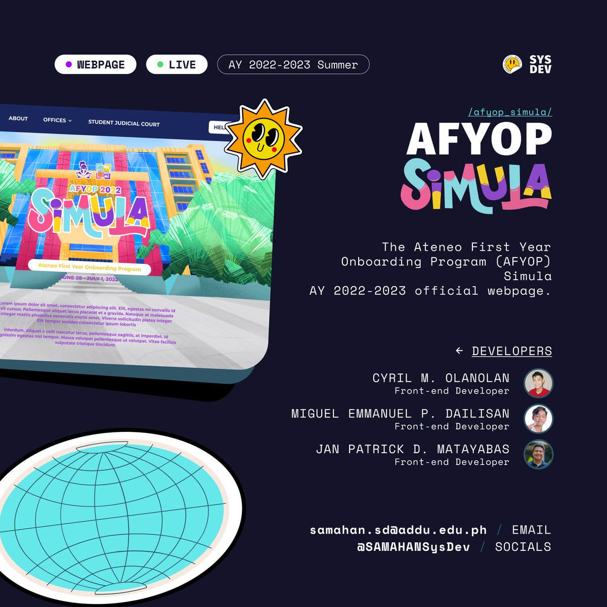 SAMAHANSysDev's tweet photo. RECEIPTS? NO PROBLEMO!

Here are some of the best works of the SAMAHAN Systems Development team! These are only a fraction of what we have produced over the past couple of years.

Watch out because we have so much coming our way this year! 👨‍💻

#SAMAHANSysDev #SysDever https://t.co/MvKFHFfe2W