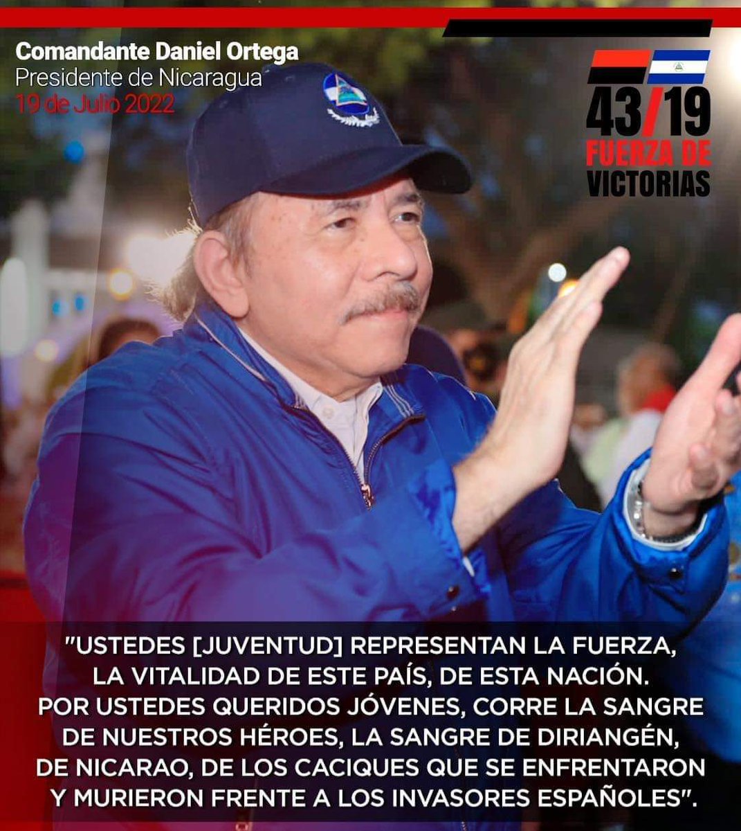 gomita_core2's tweet photo. Palabras del Presidente de la República Comandante Daniel Ortega en la celebración del 43 aniversario del triunfo de la Revolución Popular Sandinista, la noche de ayer desde la plaza. https://t.co/EPyoJ6QR19
