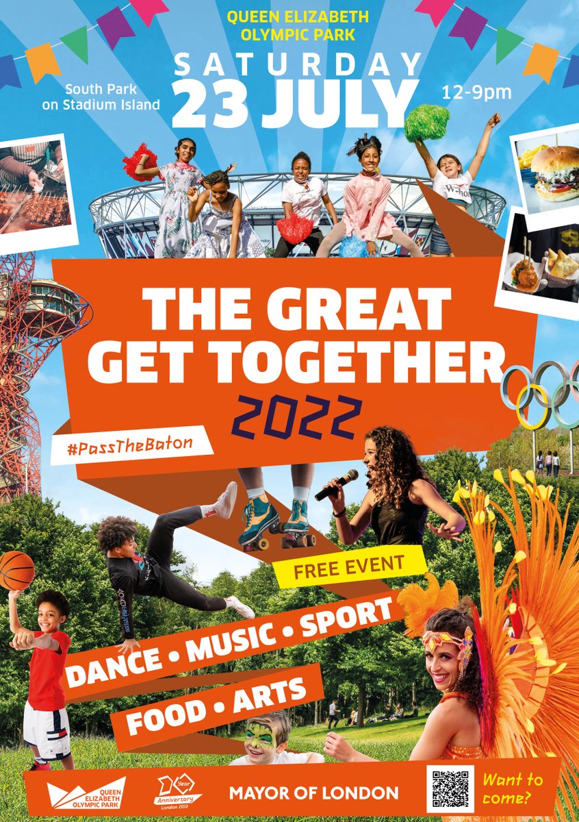 Enjoyed the super local <a href="/CannHallCan/">CannHallCan</a> Festival last week? How about celebrating the 10-year anniversary of the London Olympics with a Great Get together at Queen Elisabeth park? This sounds f-a-n-t-a-s-t-i-c! Lucky to be based in East London! <a href="/LondonLegacy/">London Legacy Development Corporation</a>