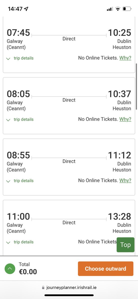 LanzyC's tweet photo. @IrishRail @sjmhackett Can someone at @IrishRail please justify what appears unjust in the number of trains departing from Galway on Sunday in time for throw in versus those from Kerry, there is demand from both counties, what is the inhibitor from Kerry? https://t.co/I5BQGVMQfa