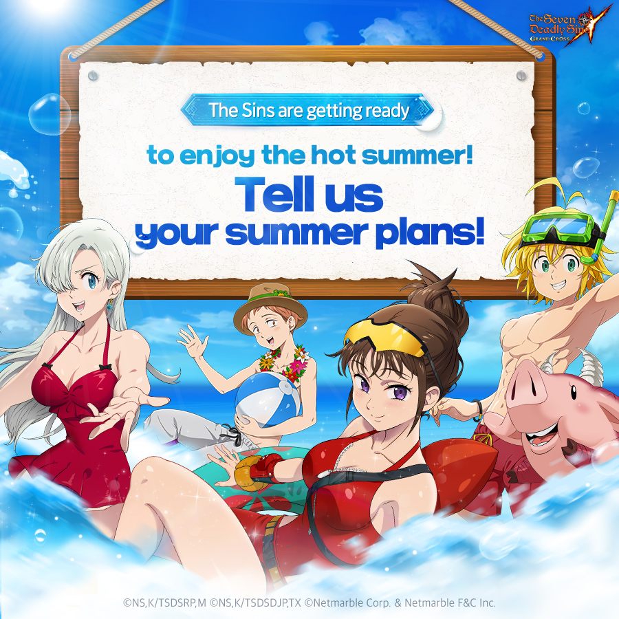 🏄‍♂️<The Seven Deadly Sins> HOT SUMMER 🏄‍♂️

The Heroes of 7DS are on a vacation!
They are relaxing at beach in the hot summer 🏊‍♀️

Knights, tell us about your Summer Plans❗📢☀️

#SevenDeadlySins #7DS #SummerPlans