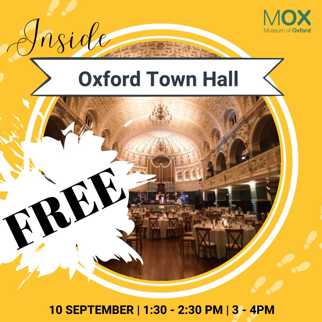 Join us for a FREE taster tour around some of Oxford’s magnificent Town Hall as part of the Oxford Open Doors campaign! Please meet in the Museum of Oxford Gift Shop five minutes before the start of the tour. Saturday 10 September. Two tours available: 1:30-2:30pm AND 3-4pm.