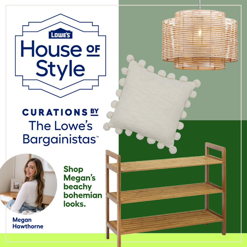 Lowes's tweet photo. Form and function meet fashion in this organized workspace from Lowe's Bargainistas Megan Hawthorne.

Tap to shop her beachy bohemnian #HouseofStyle curation now.