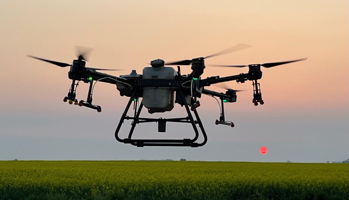 ProAgND's tweet image. We are busy spraying drainage ditches and waterways for cattails and troublesome weeds with our T30 Drone! Message me to get on the schedule! Pro Ag Solutions is a Contractor of Rantizo.