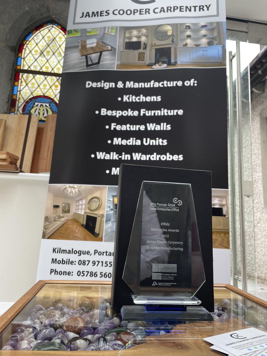 JC__Carpentry's tweet photo. A great day yesterday, visit of minister of state for business, employment and retail, Mr Damien English to meet some client companies of @LEOOffaly #Offaly #Birr
Also acknowledging winning Bespoke Manufacturing in the Offaly Enterprise Awards 2022 https://t.co/UC8SMor9Sx