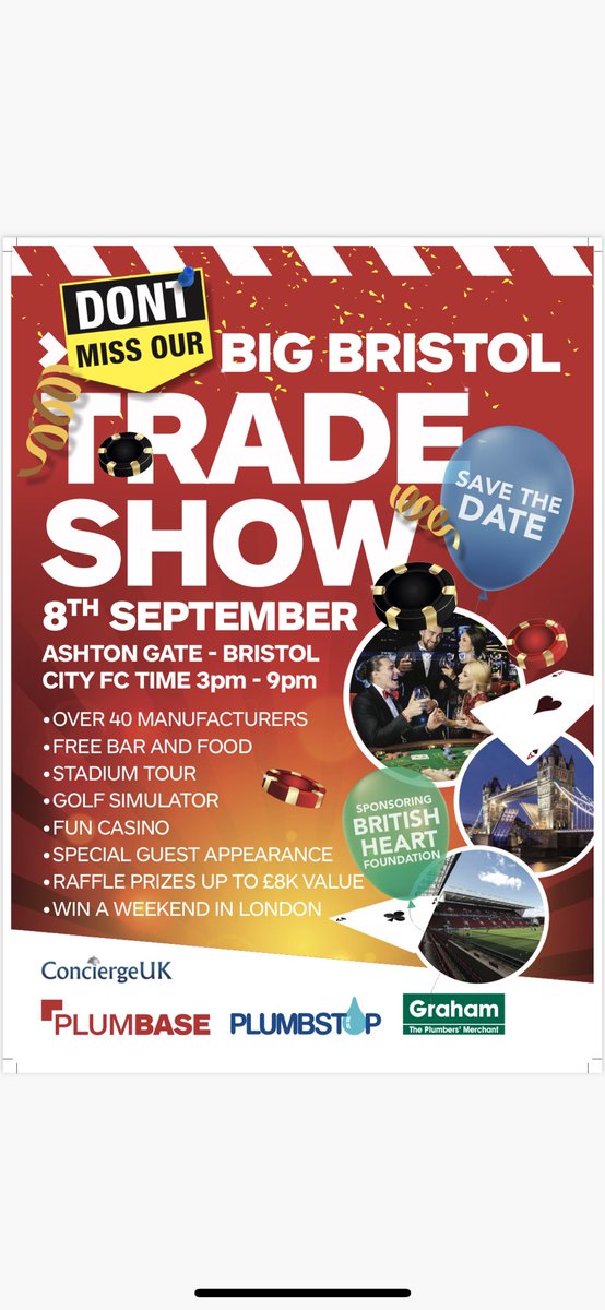 This is going to be BIG everyone!!!! This will be the 2nd one we have attended and this will be bigger and better than before!!! #Bristol #plumbing #heating #bathrooms <a href="/Graham_Merchant/">Graham Merchant</a> <a href="/plumbaseuk/">Plumbase</a> <a href="/PlumbstopLtd/">Plumbstop</a> <a href="/ConciergeUK/">ConciergeUK</a>