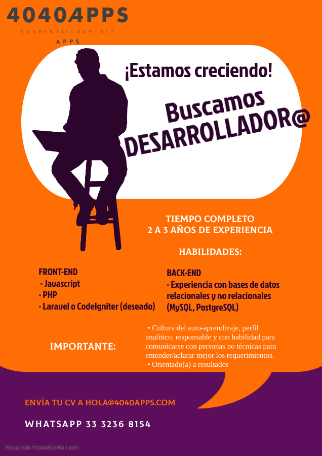4040apps's tweet photo. Seguimos creciendo!!! 
Y para que sea un #FelizMiercoles te compartimos esto 😉

¡RT para que todos se enteren de esta #OportunidadLaboral! https://t.co/GPfKp7diJL