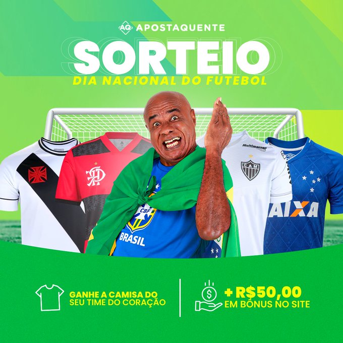 ⚽️SORTEIO: Ontem foi dia nacional do futebol, mas a comemora&ccedil;&atilde;o n&atilde;o para! Vem que tem uma camisa do seu<a href="/tag/apostaquente"class="tags"><span>#apostaquente</span></a>