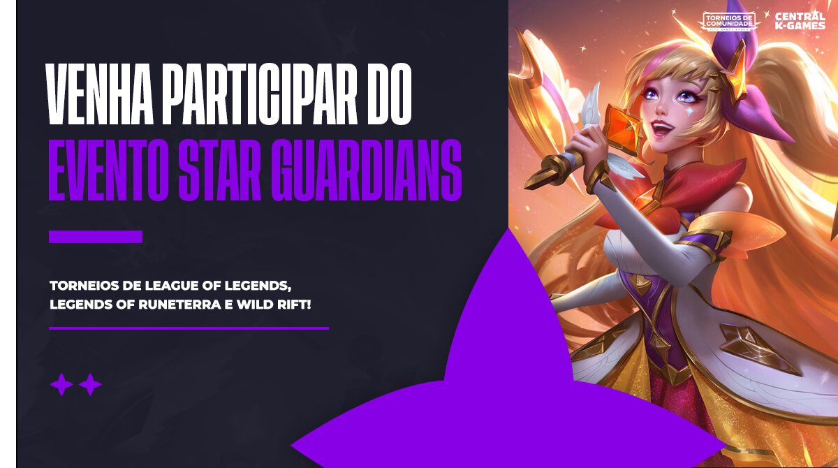 ✨As Guardiãs Estelares voltaram!✨

📢Não deixe de participar dos eventos especiais do evento Guardiãs Estelares!

💰RP, Moedas de Ouro, Wild Cores e Skins como premiação!

📌Segue a gente pra não perder nada!

#LegendsOfRuneterra #LeagueOfLegends #WildRift #GuardiasEstelares