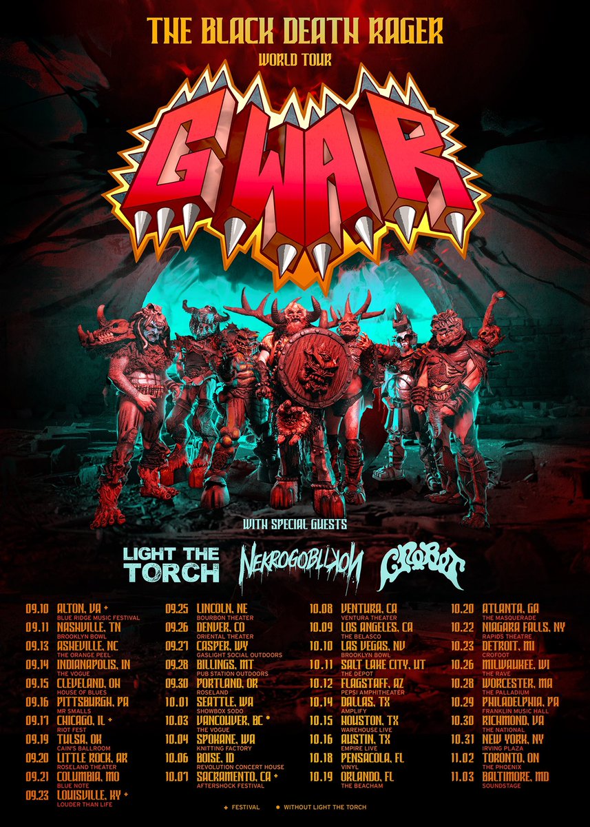 🎟Tickets to our upcoming tour with @gwar @LTTorchBand @Nekrogoblikon are on sale now! 🔗Head over to Crobotband.com and grab ‘em!