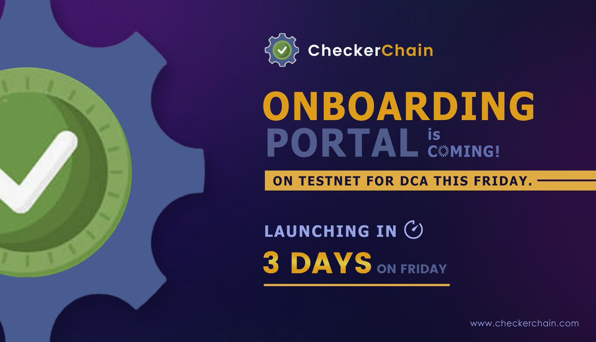 🚀Launching  Onboarding Portal this Friday with Rewards 🪙Specific to the Dedicated CheckerChain Ambassador (DCA) 

📻Stay tune on our social for more info

⏮️We are open to the DCA feedbacks for further improvements before Mainnet Launch ✅⛓️

#Elrond #CheckerChain #Review2Earn