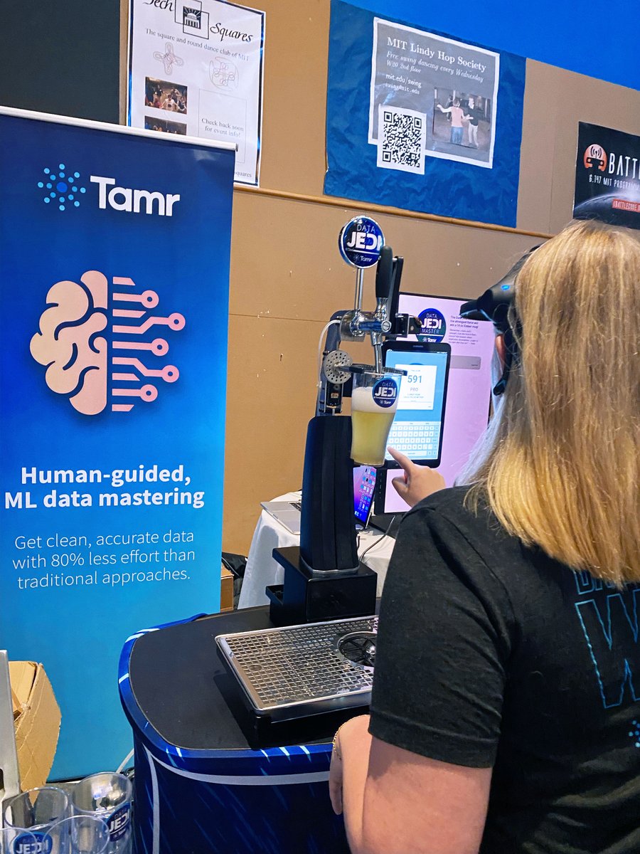 Tamr_Inc's tweet photo. We're having a great time chatting with so many of you at the @MIT_CDOIQ Symposium. Stop by our booth to chat with Mingo Sanchez, Eddie Connolly, and Lucas Layne about Tamr, and quench your thirst with our mind-control kombucha pouring robot! https://t.co/J7Q1nXHRfi