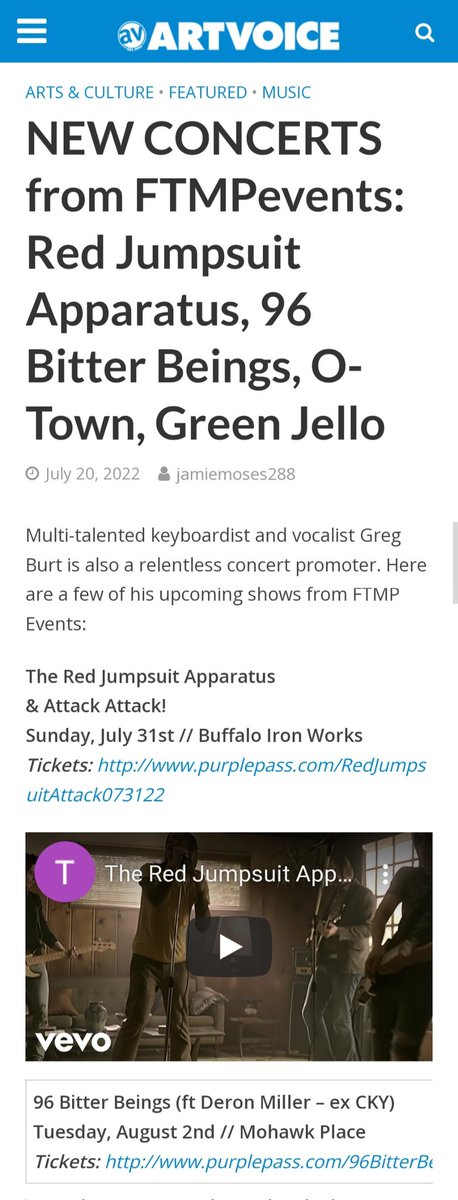 Thanks <a href="/artvoice/">Artvoice</a> for writing about some of our upcoming shows!

Tickets for all available at: FTMPEvents.com

Full article: artvoice.com/2022/07/20/new…