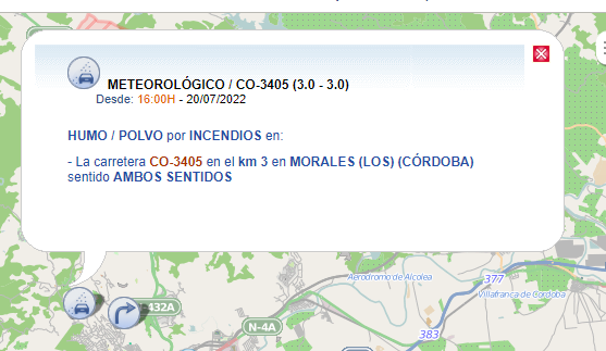 E112Andalucia's tweet photo. #InfoDeServicio ⚠️ ¡ATENCIÓN!  @DGTes solicita precaución en la circulación por las carreteras CO-3408 y la CO-3405 debido al #IFCórdoba 

🚨 No te acerques a la zona del incendio, operativos trabajando en el lugar, sigue sus indicaciones @Plan_INFOCA https://t.co/daqyrr8G2D