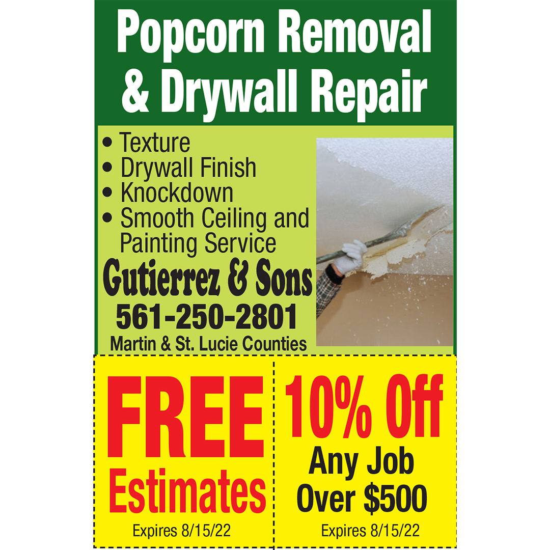 MyLivingMedia's tweet image. Say hello to a smooth ceiling with 10% OFF ANY JOB* from Gutierrez &amp;amp; Sons 🪜

#PopcornCeiling #PopcornCeilingRemoval #DrywallRepair #DrywallFinish #SmoothCeilingService #CeilingPainting #Coupons #DrywallKnockdown #StLucieWestFL #PalmBeachGardensFL #JupiterFL