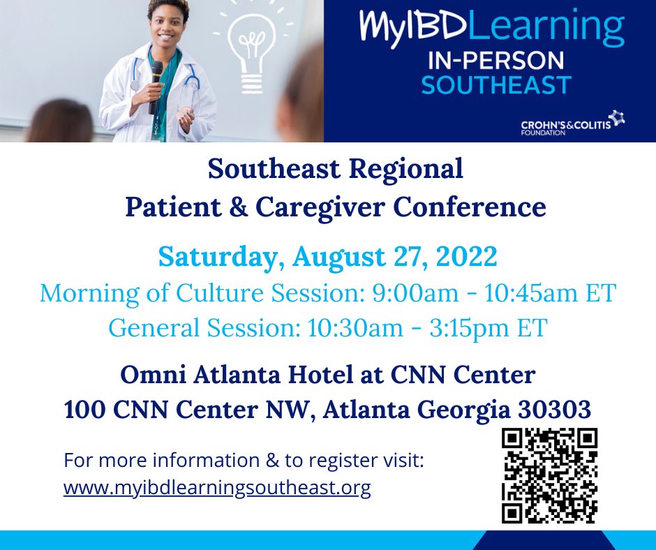 Southeast #IBD patients and caregivers: Save the date for great educational event next month in Atlanta @CrohnsColitisFn #myibdlearning