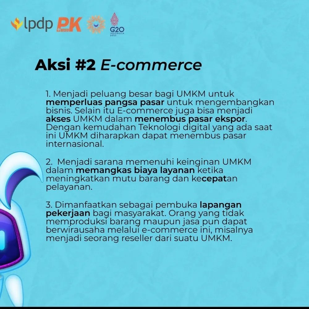 ef. (@esyaifullah) on Twitter photo Hi, Sobat Tala!
Sebagai negara yang sebagian besar masyarakatnya melakukan kegiatan melalui platform daring, Indonesia memiliki kesempatan untuk terus menguatkan program UMKM melalui pemanfaatan teknologi digital
<a href="/LPDP_RI/">#DiriUntukNegeri</a>
<a href="/pk189lpdp/">Sembagi Arutala</a> Hi, Sobat Tala!
Sebagai negara yang sebagian besar masyarakatnya melakukan kegiatan melalui platform daring, Indonesia memiliki kesempatan untuk terus menguatkan program UMKM melalui pemanfaatan teknologi digital
<a href="/LPDP_RI/">#DiriUntukNegeri</a>
<a href="/pk189lpdp/">Sembagi Arutala</a>