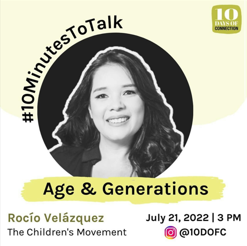 ChildMovementFL's tweet photo. Join @10DofC tomorrow at 3pm, when our own Statewide Engagement Director Rocio Velazquez will be kicking off their #10MinutesToTalk series. Tune in on IG Live then! @aRocioVe https://t.co/cDm3qXuAKx https://t.co/yRz76YsYGG