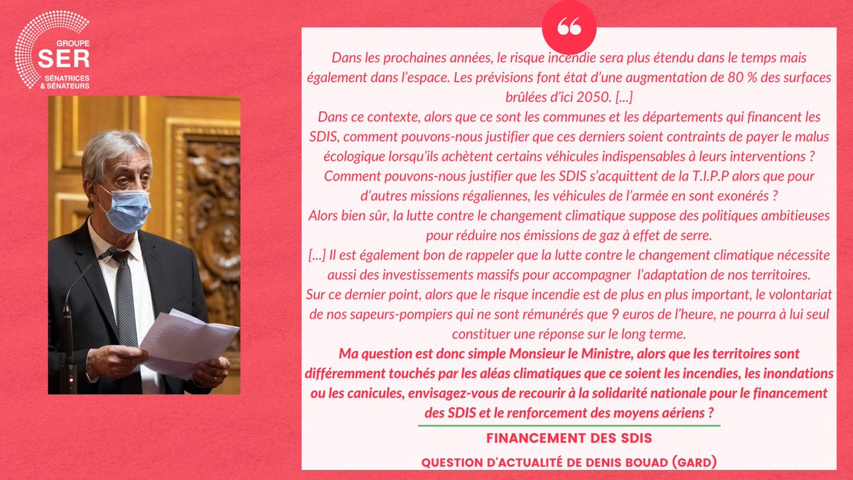 senateursPS's tweet image. Notre collègue @DBouad a interrogé @carolinecayeux sur les moyens des #SDIS au regard du risque incendie croissant.
#QAG