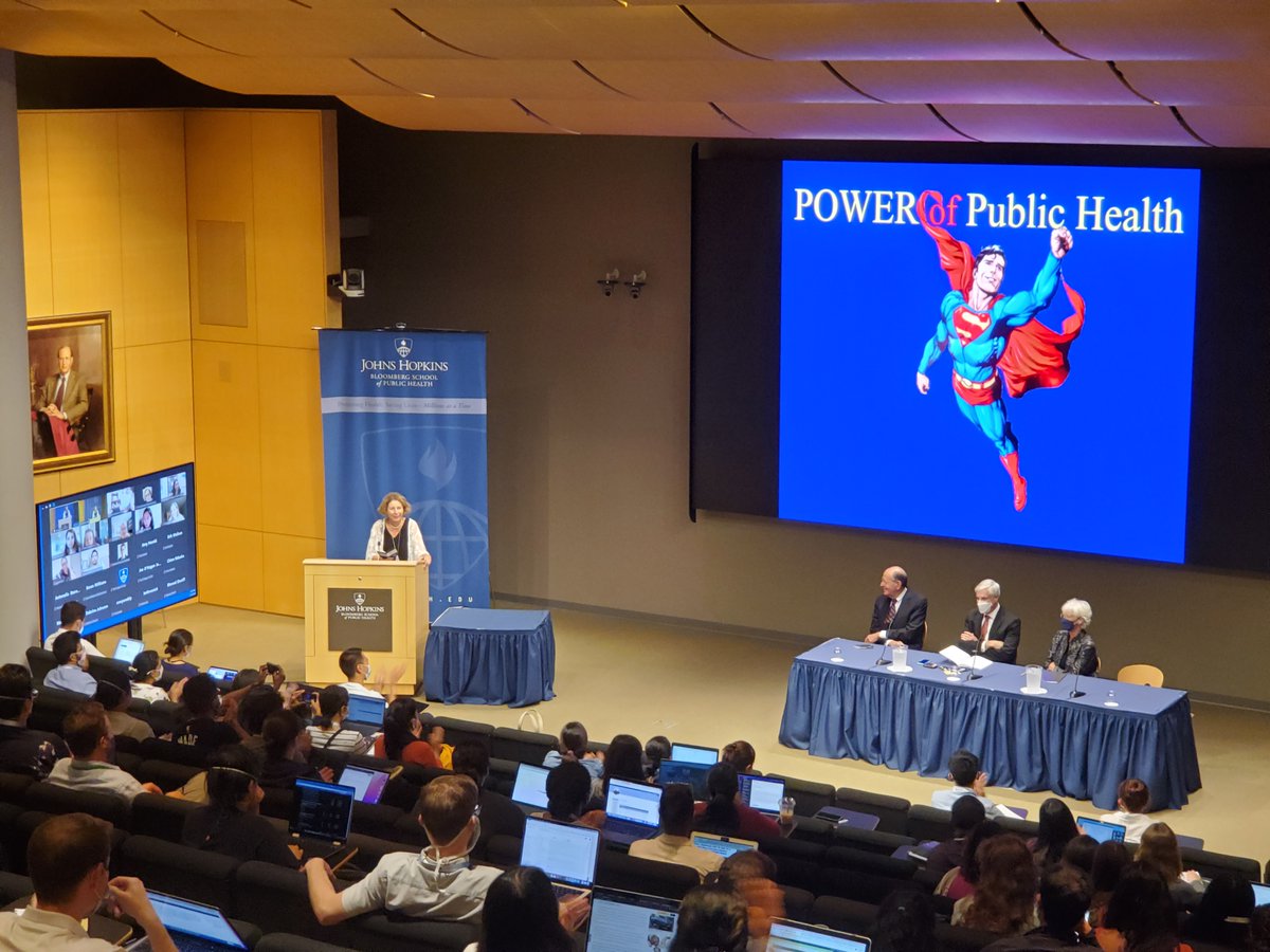 Deans Sommer, Klag, and <a href="/EllenJMacKenzie/">Ellen MacKenzie</a> kicked off our Wednesday Welcome series on the Power of Public Health sharing insights from their 120 years combined years of experience at Hopkins. See the recording and future sessions here:

my.jhsph.edu/Academics/prac…

<a href="/JohnsHopkinsSPH/">Johns Hopkins Bloomberg School of Public Health</a>