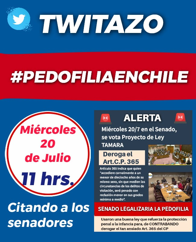 #PedofiliaenChile
🤔Senadores en la mira. ¿Facilitarán el 'acceso carnal' a niños de 14 años a pedofilos derogando el art 365? USO DE LEY TAMARA #PedofiliaEnChile @senadoragh  @LatorreJI @arayapedro