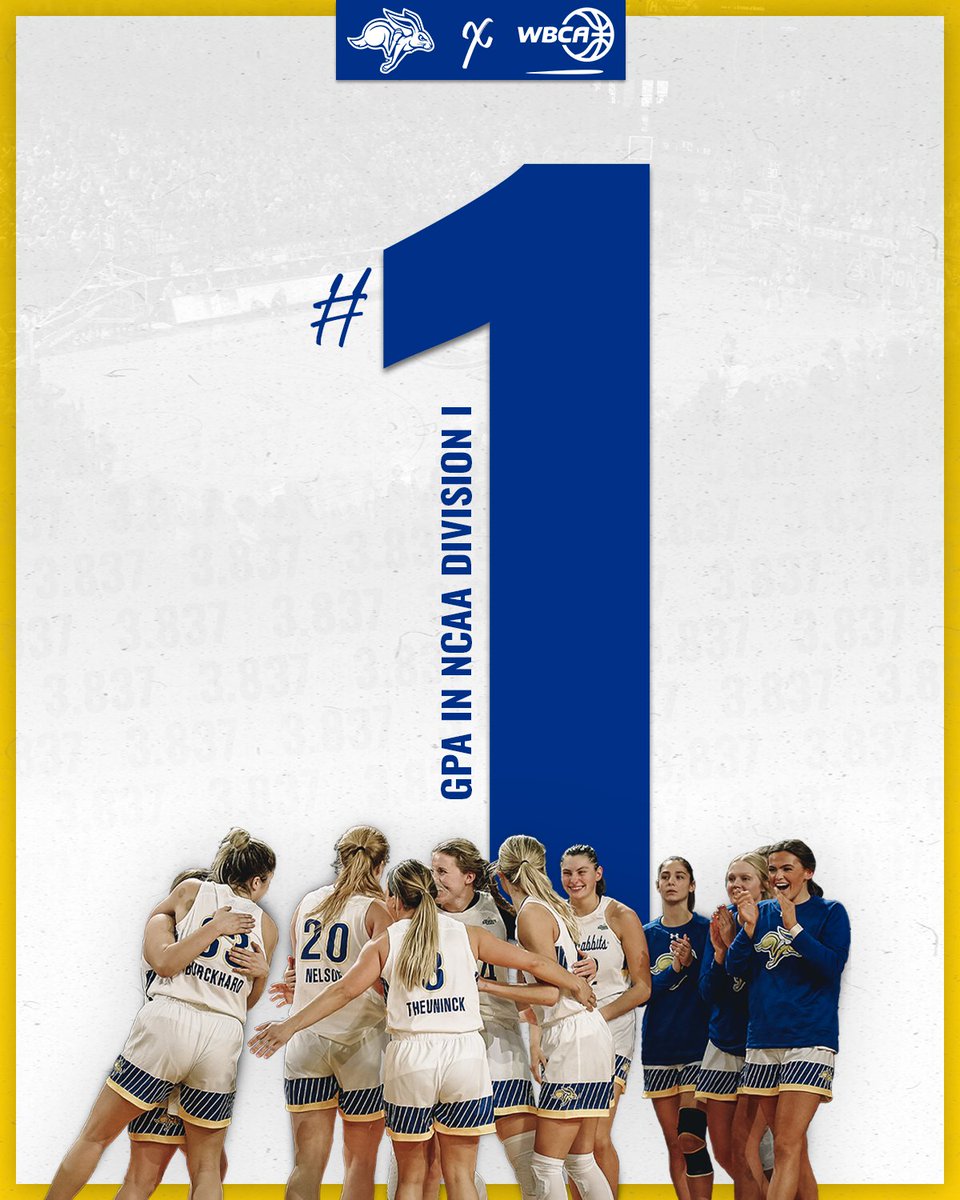 Champions in the classroom 🏆📚 We are ranked #1 in the WBCA Academic Top 25 with a 3.837 GPA for 2021-22! 📰 » bit.ly/3v1Qv8T | #GoJacks 🐰