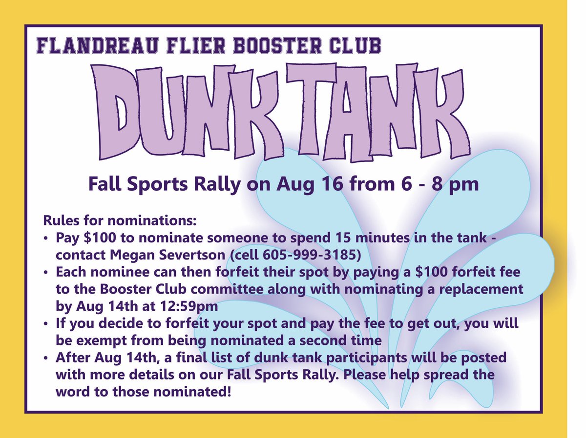 Want to put someone in the dunk tank at our fall sports rally! Find out how below!