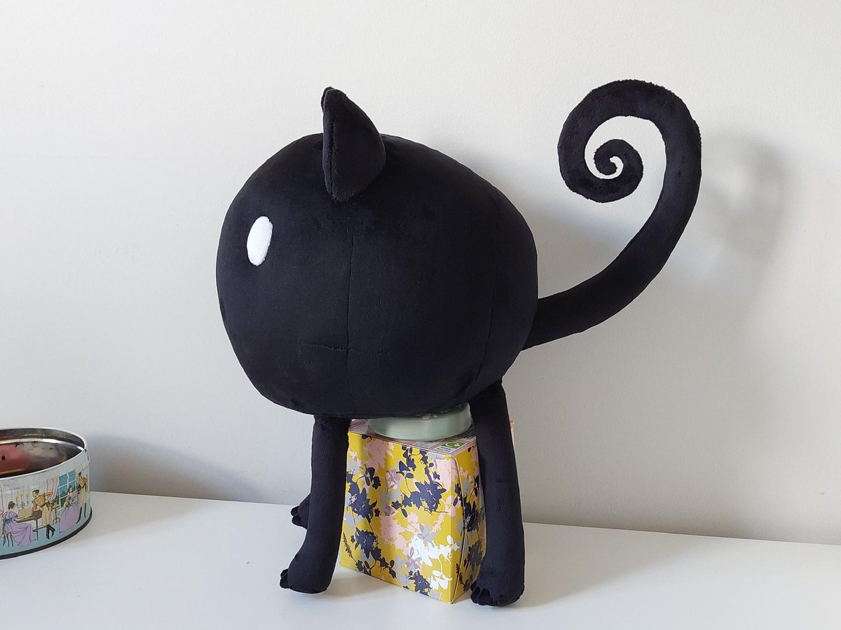 Mewo Omori Plush Black Cat Soft Toy Handmade Cat Doll Made 