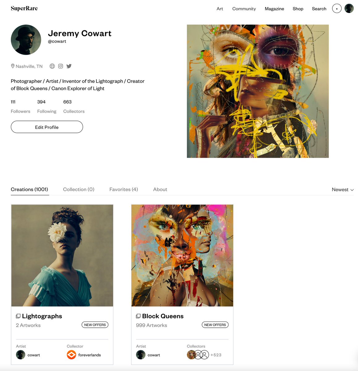 I’m thrilled to announce that my series “Block Queens” is now live on <a href="/SuperRare/">SuperRare</a>. 

superrare.com/cowart